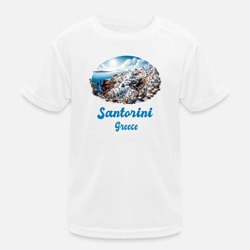 Santorin, Grèce, voyage au volcan Akrotiri T-shirt sport Enfant