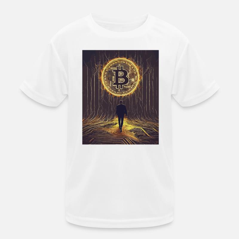 Digital Bitcoin Forest Scene Kids Functional T-Shirt