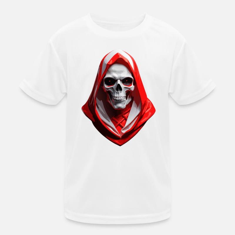 Skull with red-white-red hood. Kids Functional T-Shirt
