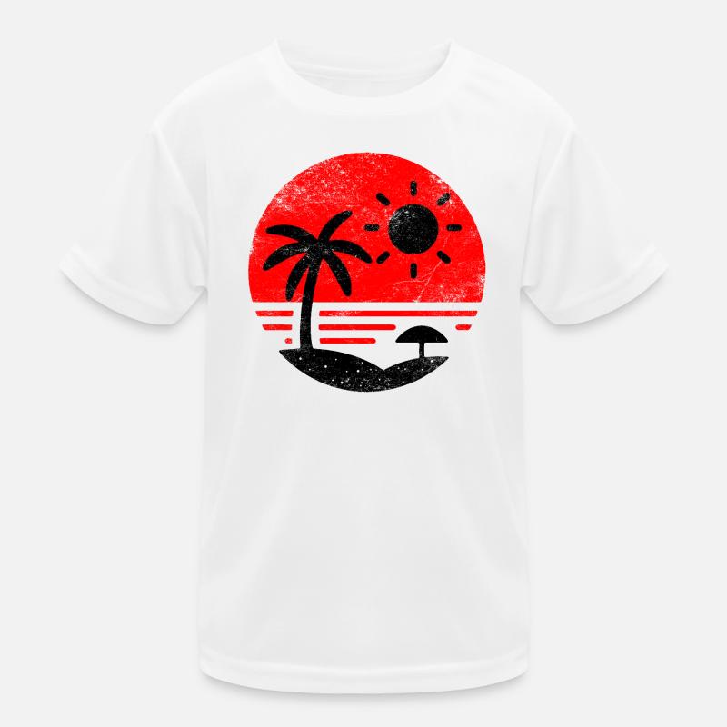 Vintage Beach Rot Schwarz Kinder Funktions-T-Shirt