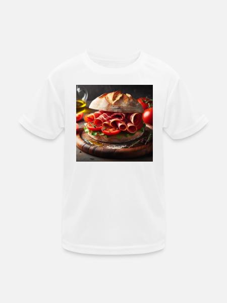 Serrano-Schinken-Tomaten-Sandwich - Kinder Funktions-T-Shirt - Weiß - Vorne