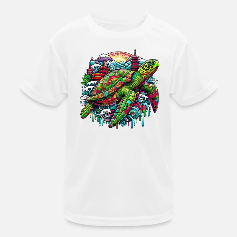 Japanese Turtle Japan Manga Comic Kids Functional T-Shirt