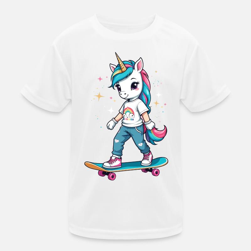 Skater Unicorn Kids Functional T-Shirt