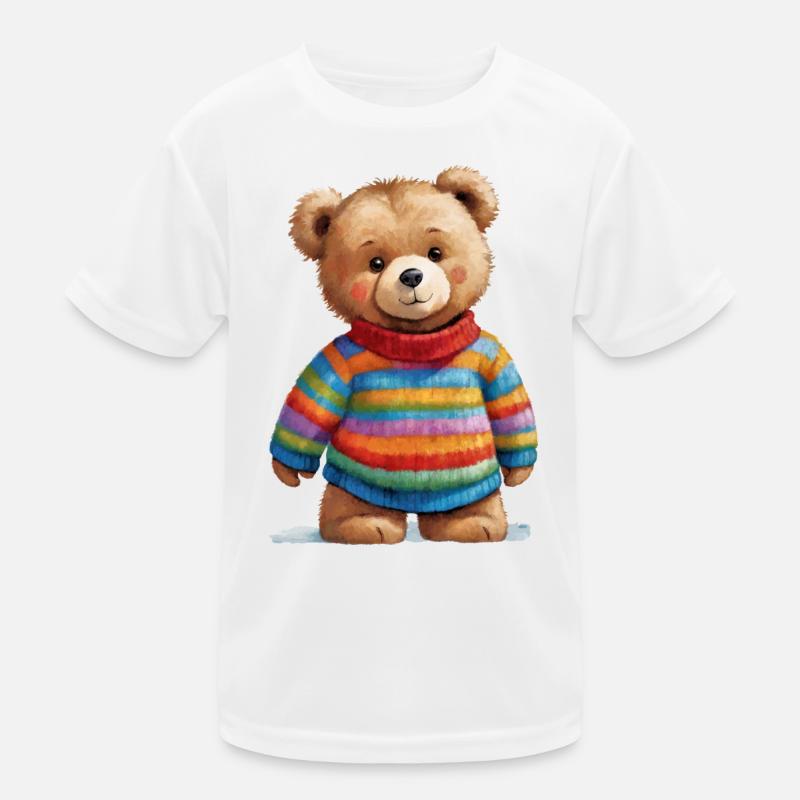 Teddy en pull rayé aquarelle magique T-shirt sport Enfant