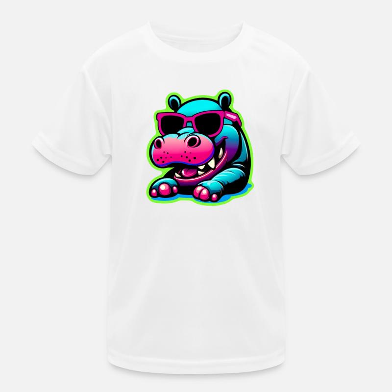 Nilpferd mit Sonnenbrille Kinder Funktions-T-Shirt