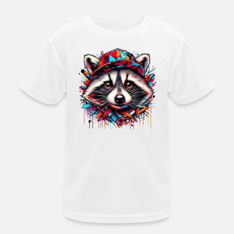 Waschbär mit Hutmütze Rap-Hut Kinder Funktions-T-Shirt