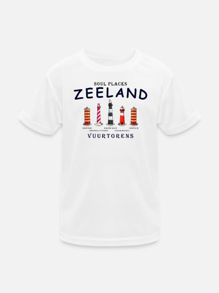 Zeeland, Niederlande, Leuchttürme Handzeichnung - Kinder Funktions-T-Shirt - Weiß - Vorne
