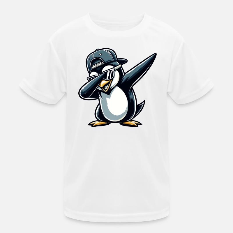 Cooler Pinguin Dabbing - Kinder Funktions-T-Shirt - Weiß