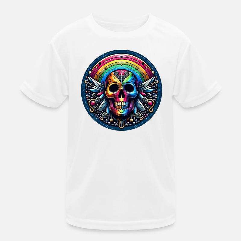 Metallic Rainbow Skull Kinder Funktions-T-Shirt