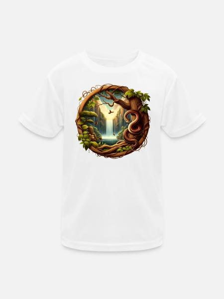 Queue in front of waterfall 1 - Kids Functional T-Shirt - white - Front