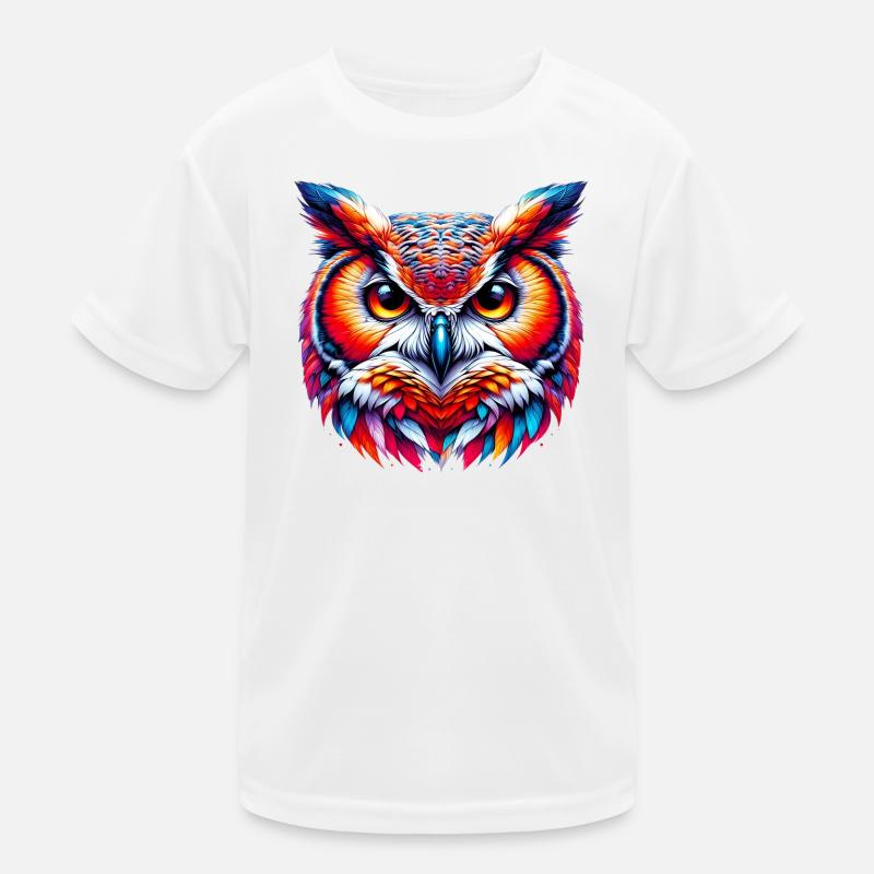 Eule - Kinder Funktions-T-Shirt - Weiß