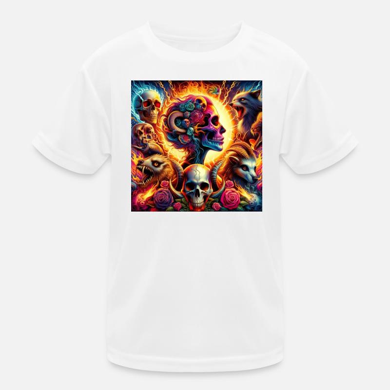 Lebendige Blumenschädel & Chlorole Kinder Funktions-T-Shirt