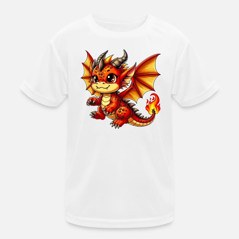Drache - Kinder Funktions-T-Shirt - Weiß