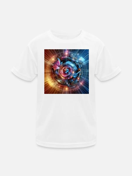 Future Fusion: holographic and circular gradient - Kids Functional T-Shirt - white - Front