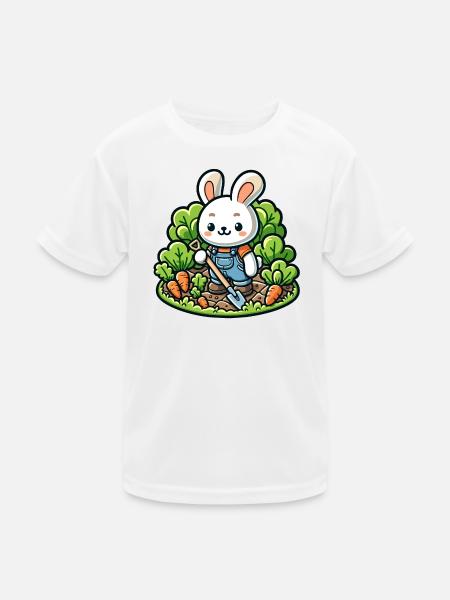 Erntetrichter: Der Gartenhase - Kinder Funktions-T-Shirt - Weiß