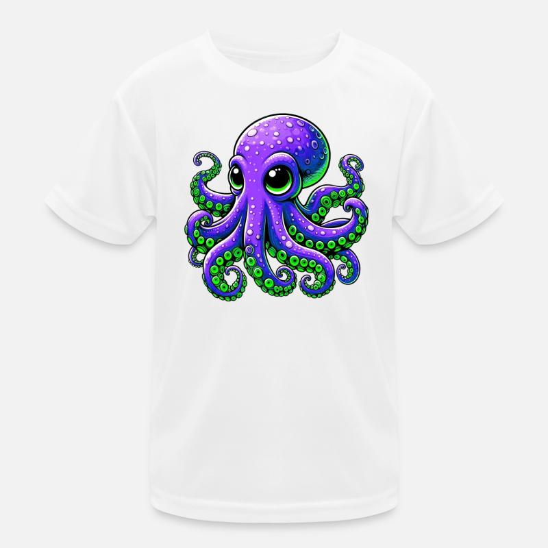 Krake - Kinder Funktions-T-Shirt - Weiß
