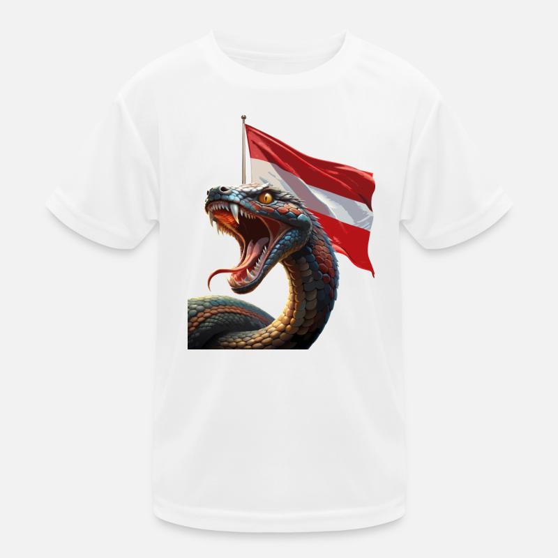 A cool snake with Austria flag Kids Functional T-Shirt