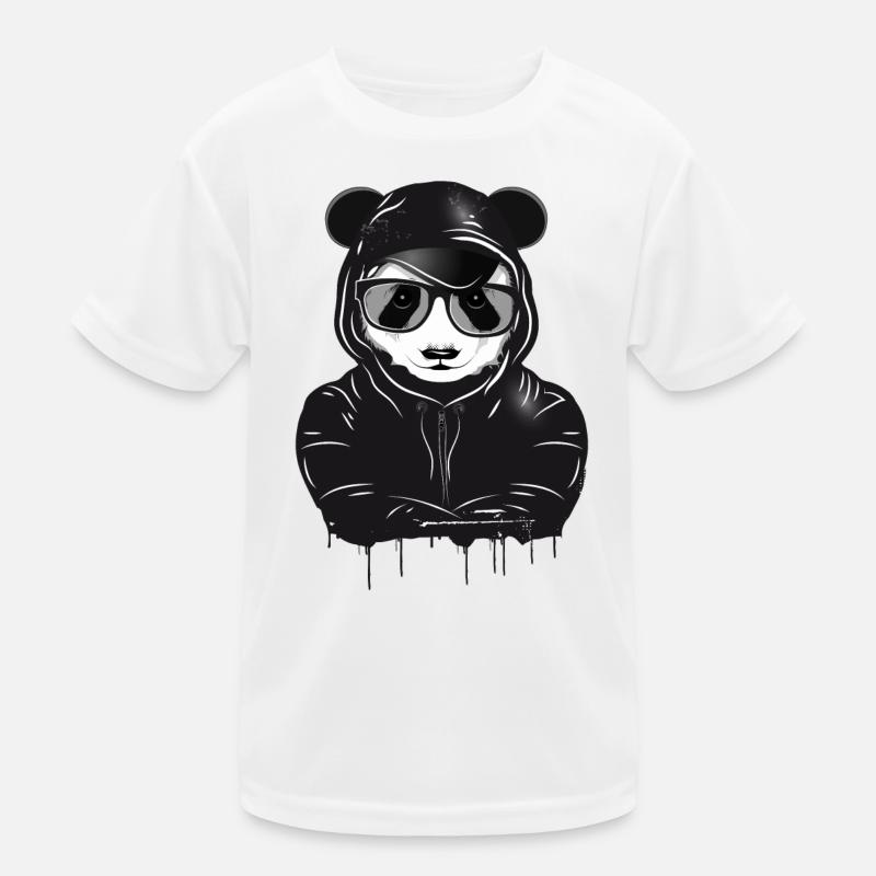 witziger Panda Bär mit Hoodie,Basecap und Brille Kinder Funktions-T-Shirt