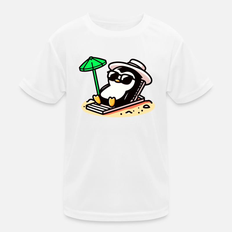 Sunbathing Penguin: Beach Day Chill Kids Functional T-Shirt