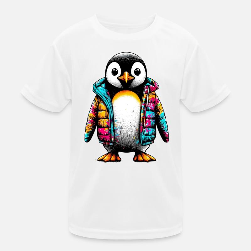 Pinguin mit Jacke Jacke Kinder Funktions-T-Shirt