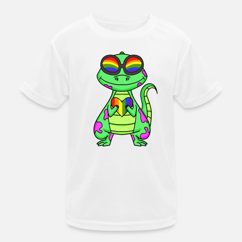 Dino Motif Dinosaur Rainbow Kids Functional T-Shirt