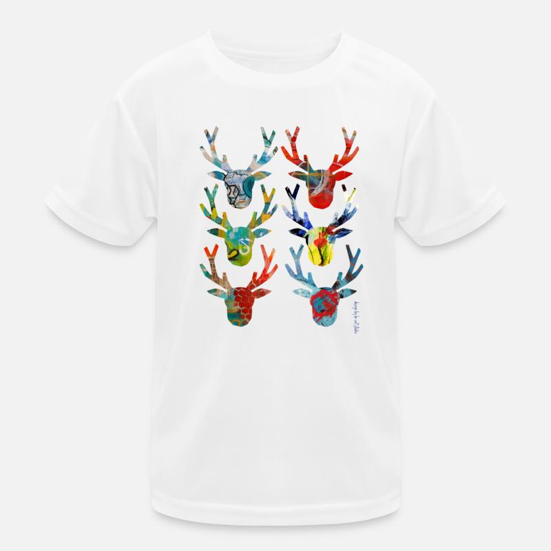 Abstract Colored Deer Heads Kids Functional T-Shirt
