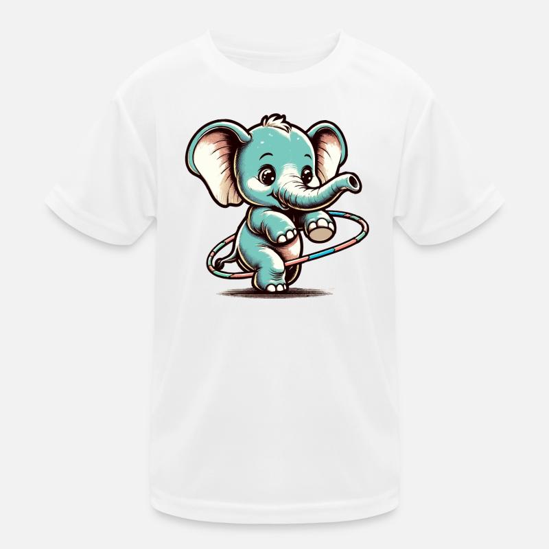 Éléphant de dessin animé mignon avec hubs hula T-shirt sport Enfant