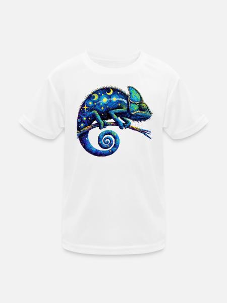 Chamäleon - Kinder Funktions-T-Shirt - Weiß - Vorne