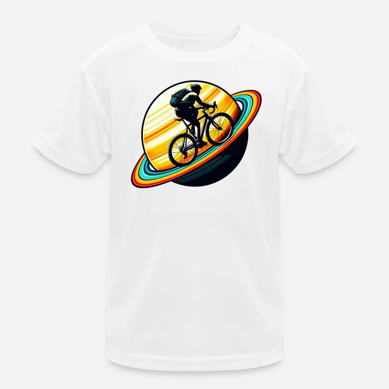 Cyclist on Saturn Kids Functional T-Shirt