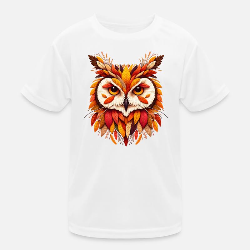 schöne Eule, gestaltet aus verschiedenen Blättern Kinder Funktions-T-Shirt