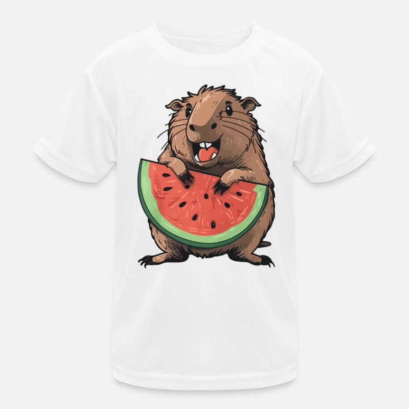 Capybara isst Wassermelone Kinder Funktions-T-Shirt