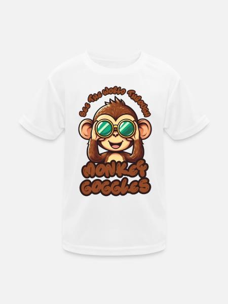 Cute Monkey: Sehen Sie die Welt durch eine Affenbrille! - Kinder Funktions-T-Shirt - Weiß - Vorne