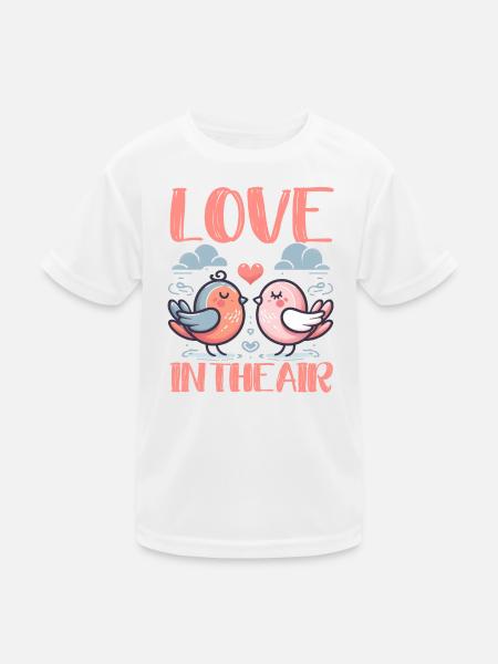 ROMANTISCHE SÜSSE VÖGEL: LIEBE IN DER LUFT - Kinder Funktions-T-Shirt - Weiß - Vorne