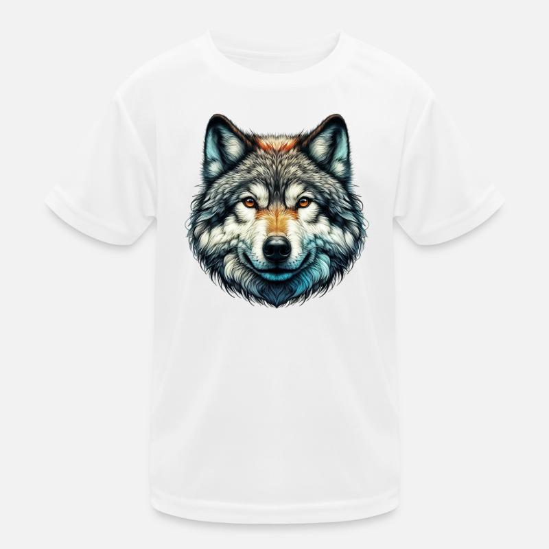 Wolf - Kinder Funktions-T-Shirt - Weiß