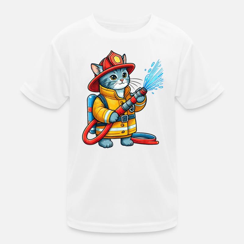 Feuerwehrmann Kätzchen Splash Kinder Funktions-T-Shirt