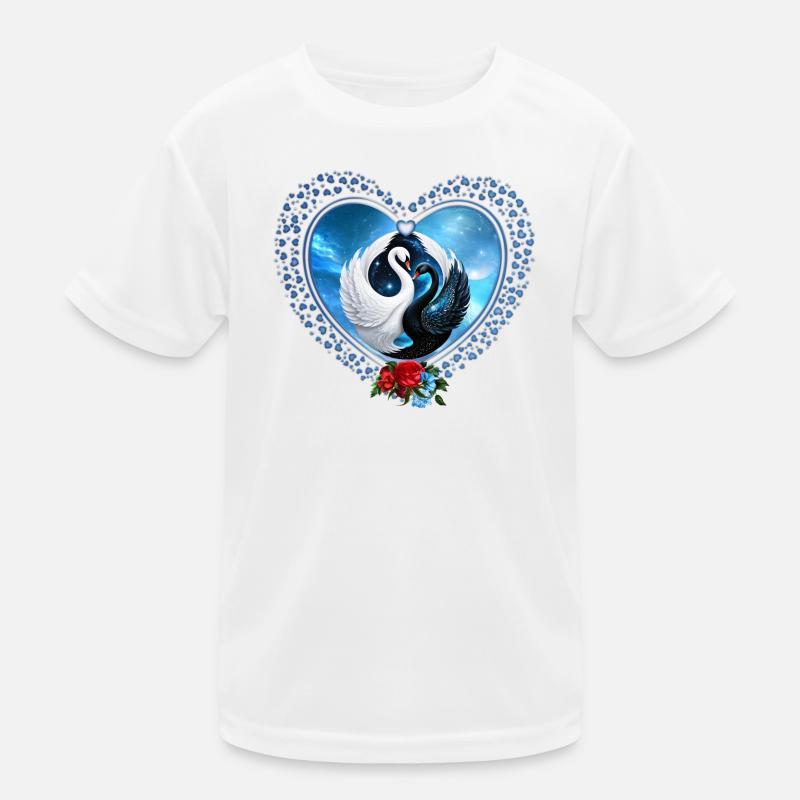 Schwarzer Schwan und Weißer Schwan Kinder Funktions-T-Shirt