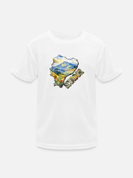 Aquarell Landkarte Ecuador - Kinder Funktions-T-Shirt - Weiß