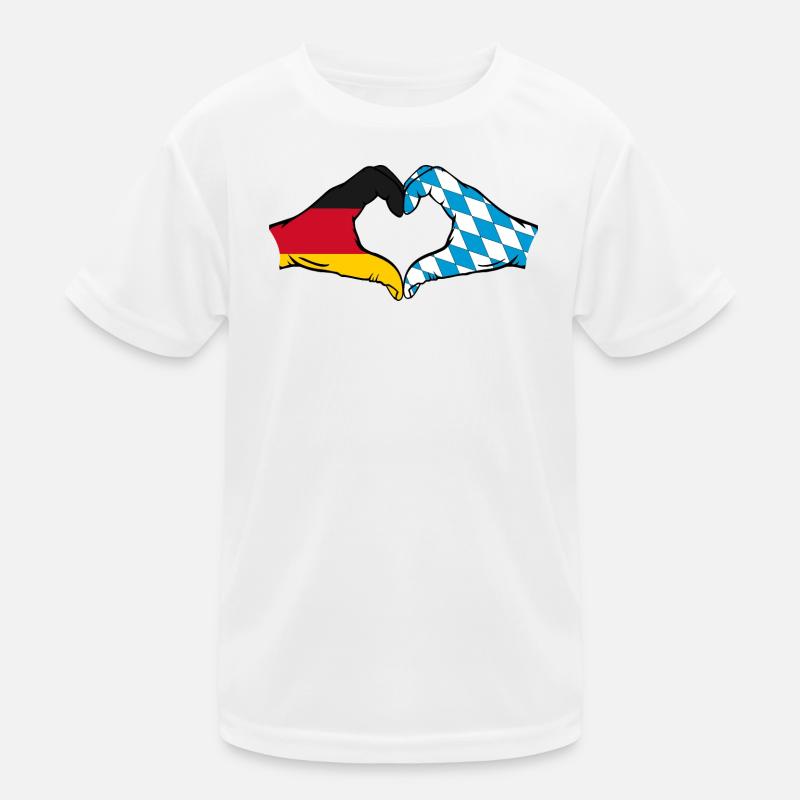 Germany Bavaria Flag Hands Heart Shape Kids Functional T-Shirt