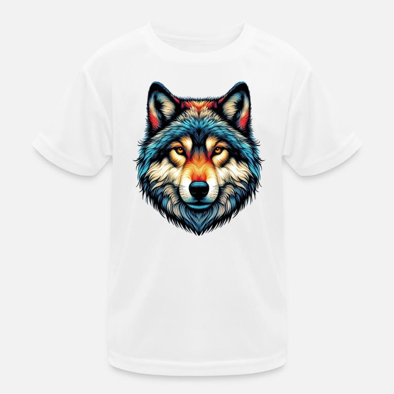 Wolf - Kinder Funktions-T-Shirt - Weiß
