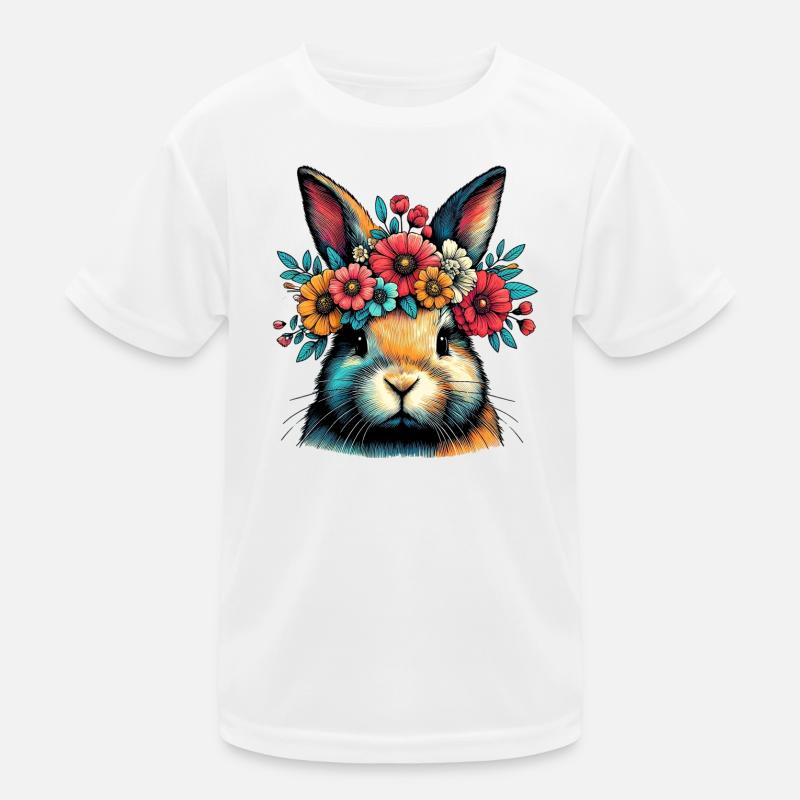 Hase mit Blumen Kinder Funktions-T-Shirt