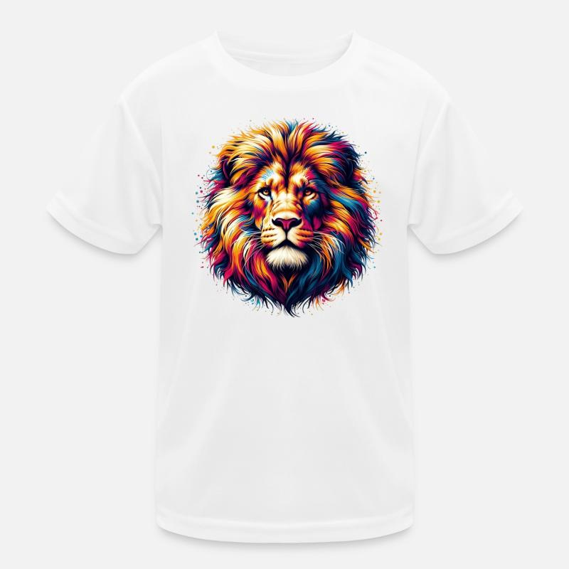 Löwe - Kinder Funktions-T-Shirt - Weiß