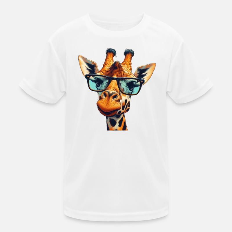 Giraffe mit Brille Kinder Funktions-T-Shirt