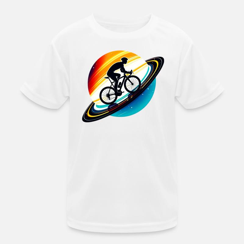Cyclist on Saturn Kids Functional T-Shirt