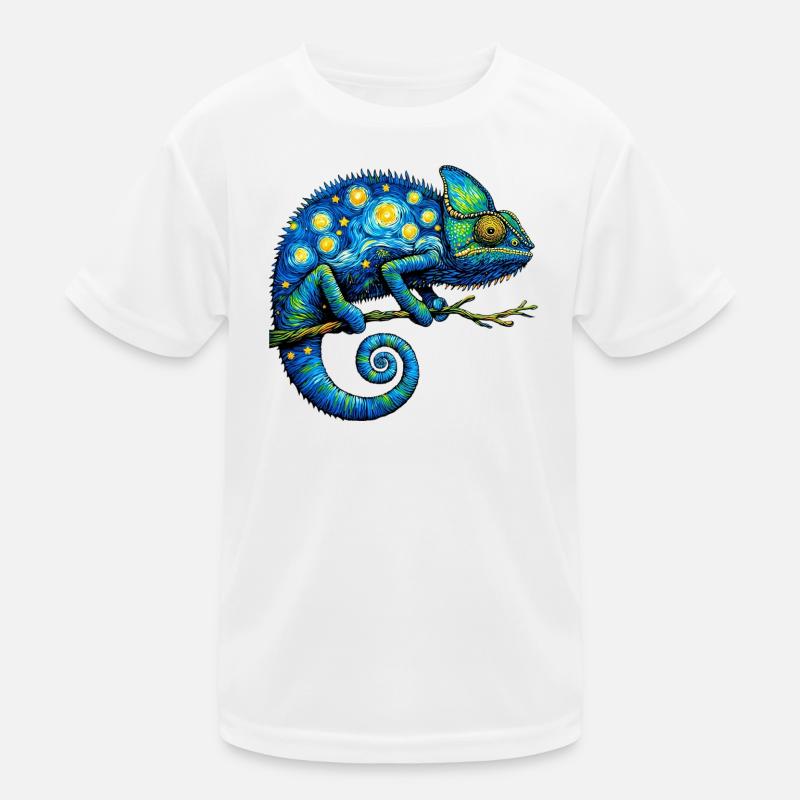 Chamäleon - Kinder Funktions-T-Shirt - Weiß
