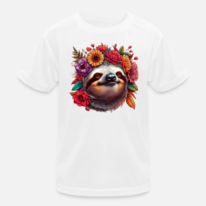 Faultier mit Blumen Kinder Funktions-T-Shirt
