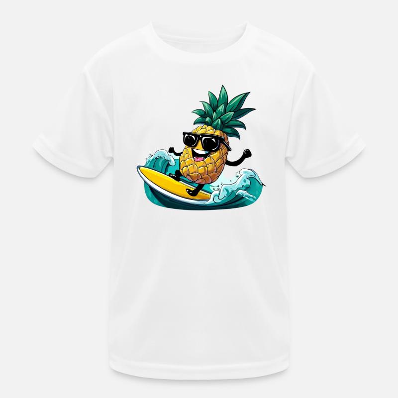 Ananas-Surfen mit Sonnenbrille am Meer Kinder Funktions-T-Shirt
