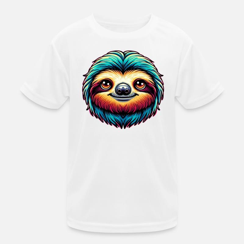 Faultier - Kinder Funktions-T-Shirt - Weiß
