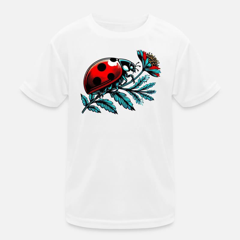 Marienkäfer - Kinder Funktions-T-Shirt - Weiß