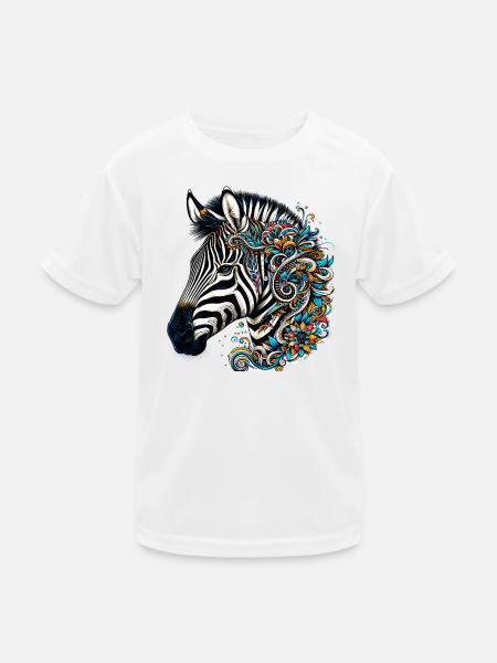Zebra - Kinder Funktions-T-Shirt - Weiß