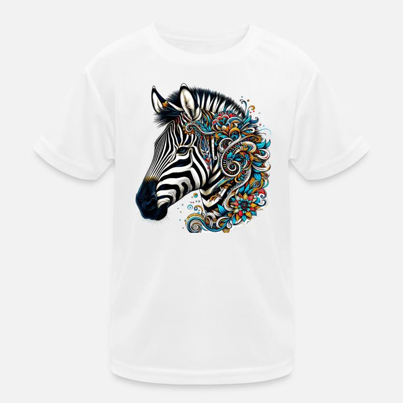 Zebra - Kinder Funktions-T-Shirt - Weiß